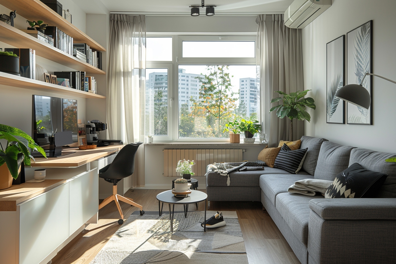 Aménagement d'un coin bureau fonctionnel et astucieux dans un petit appartement pour maximiser l'espace